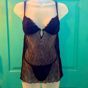 Victoria’s Secret black lace underwire chemise